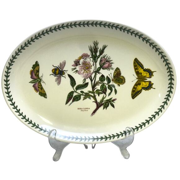 Portmeirion Vintage Botanic Garden England 13" Dog Rose Oval Steak Platter - Picture 1 of 6